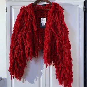 Red yarn sweater